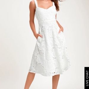 Devine Beauty white lace midi dress